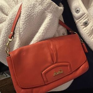 Vintage Coach coral Orange Leather Clutch